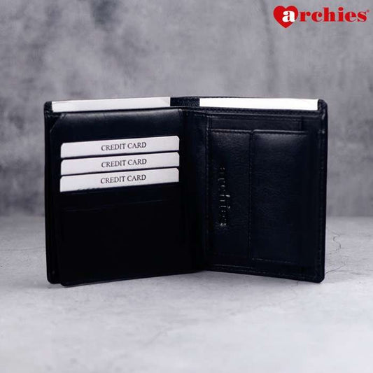 Archies Wooden Gift Box Unique Design Black Gents Wallet