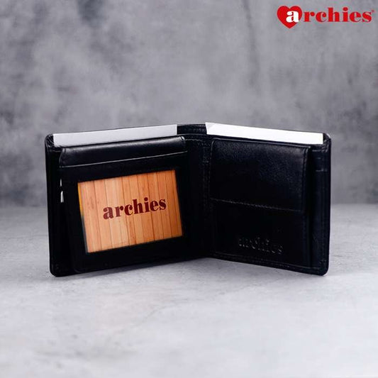 Archies Wooden Gift Box Luxurious Black Gents Wallet