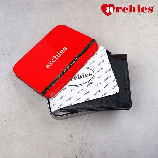 Archies Tin Box Exclusive Design Black Gents Wallet With Chain