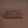 Beige Pebbled-Texture Flap Wallet