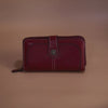 Maroon Brogue-Perforated Tab Wallet