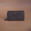 Grey Brogue-Perforated Tab Wallet