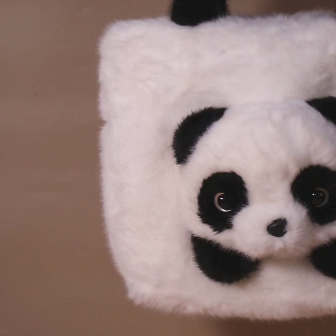 Panda Fluffy Faux Fur Tote Bag