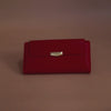 Red Pebbled-Texture Flap Wallet