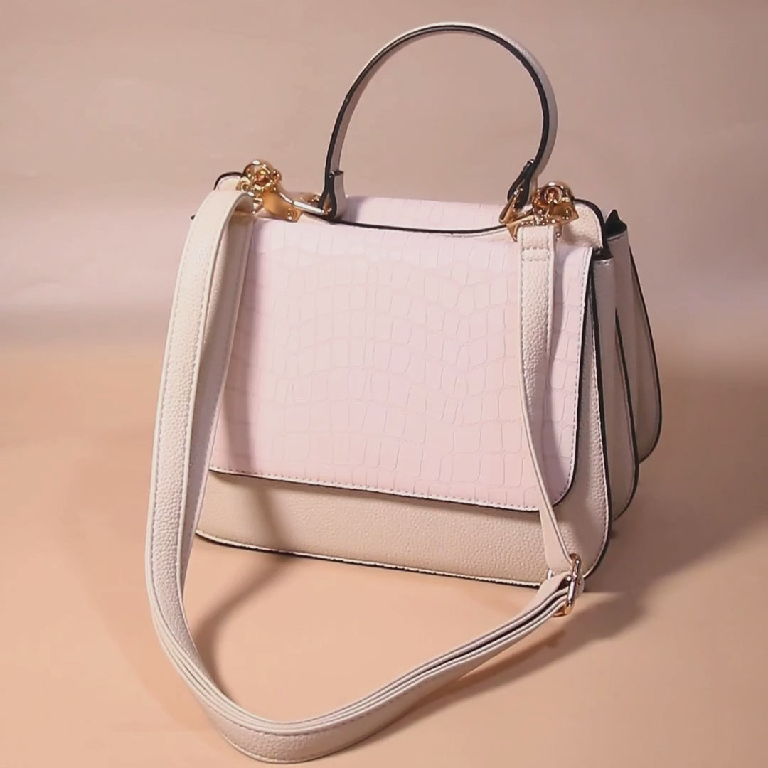 Ivory Muse Croc-Flap Handbag