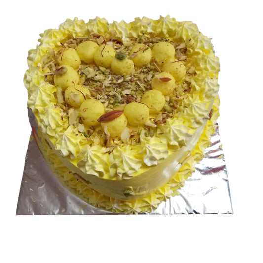 Heart shape rasmalai cake