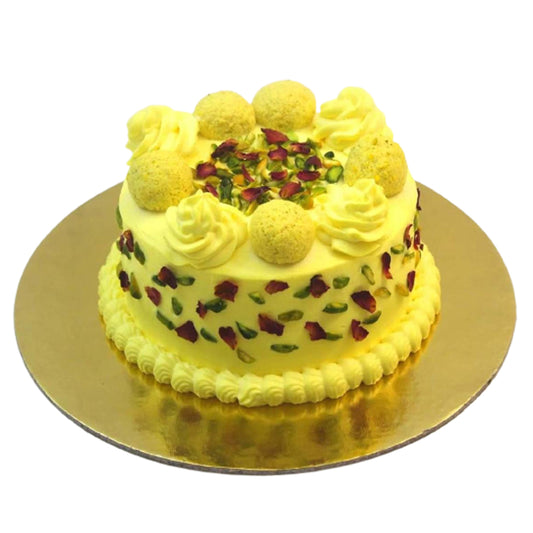 Rasmalai With Mixed Pista and Almond Cake