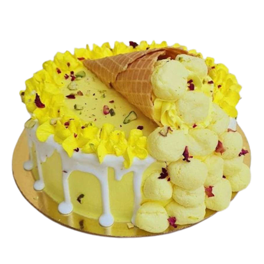 Rasmalai with icecream cone Cake