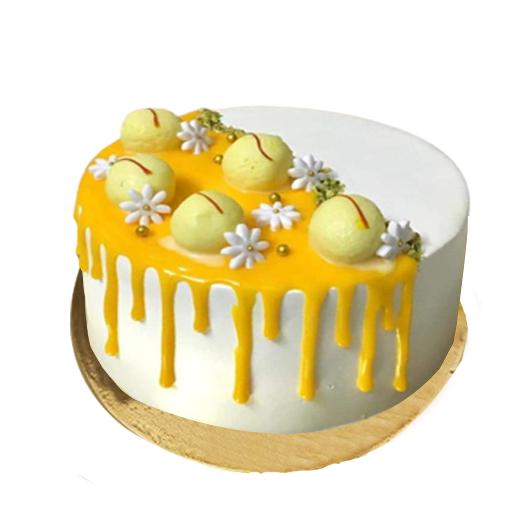 Rasmalai with butterscotch cake