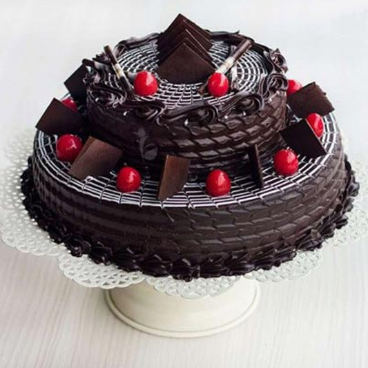Two Tier Dark Chocolate Cake