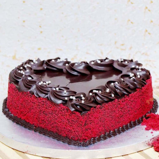Chocolaty Red Velvet Heart Cake