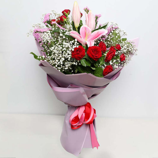 Lilies and Red Roses Feeling Bouquet