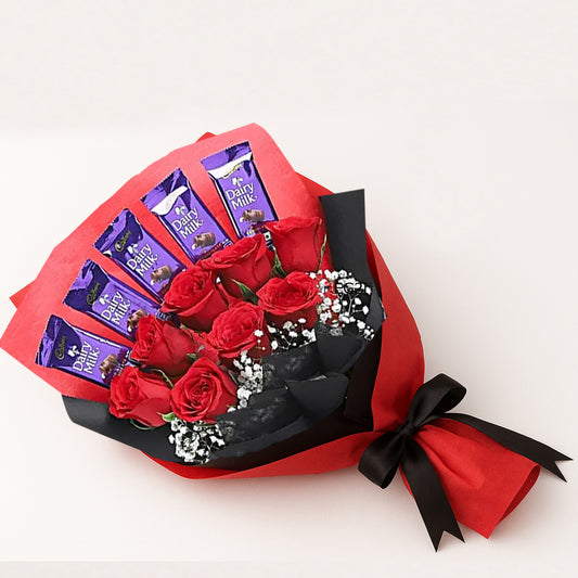 Royal Choco Blossom Roses with Chocolates Bouquet