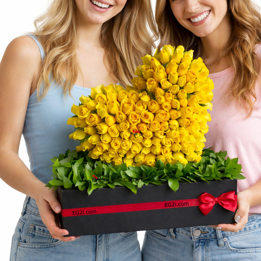 Forever Yours Roses yellow roses heart shape Arrangement