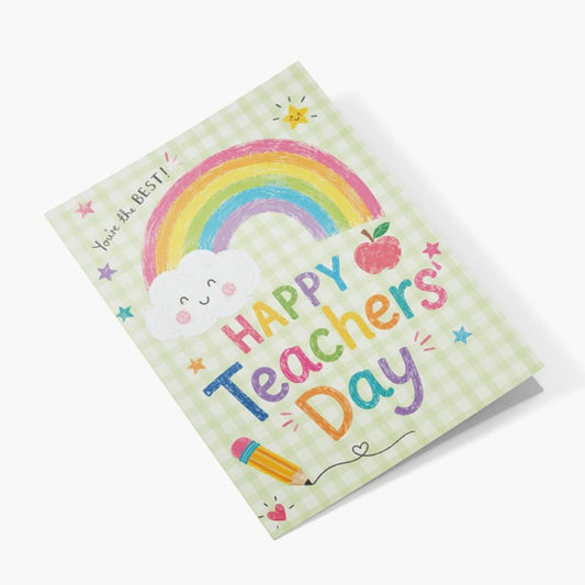Happy Teachers' Day Rainbow Personalised Greeting Card