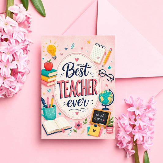 "Best Teacher Ever" Personalized Teacher's Day Card and with Ferrero Rocher