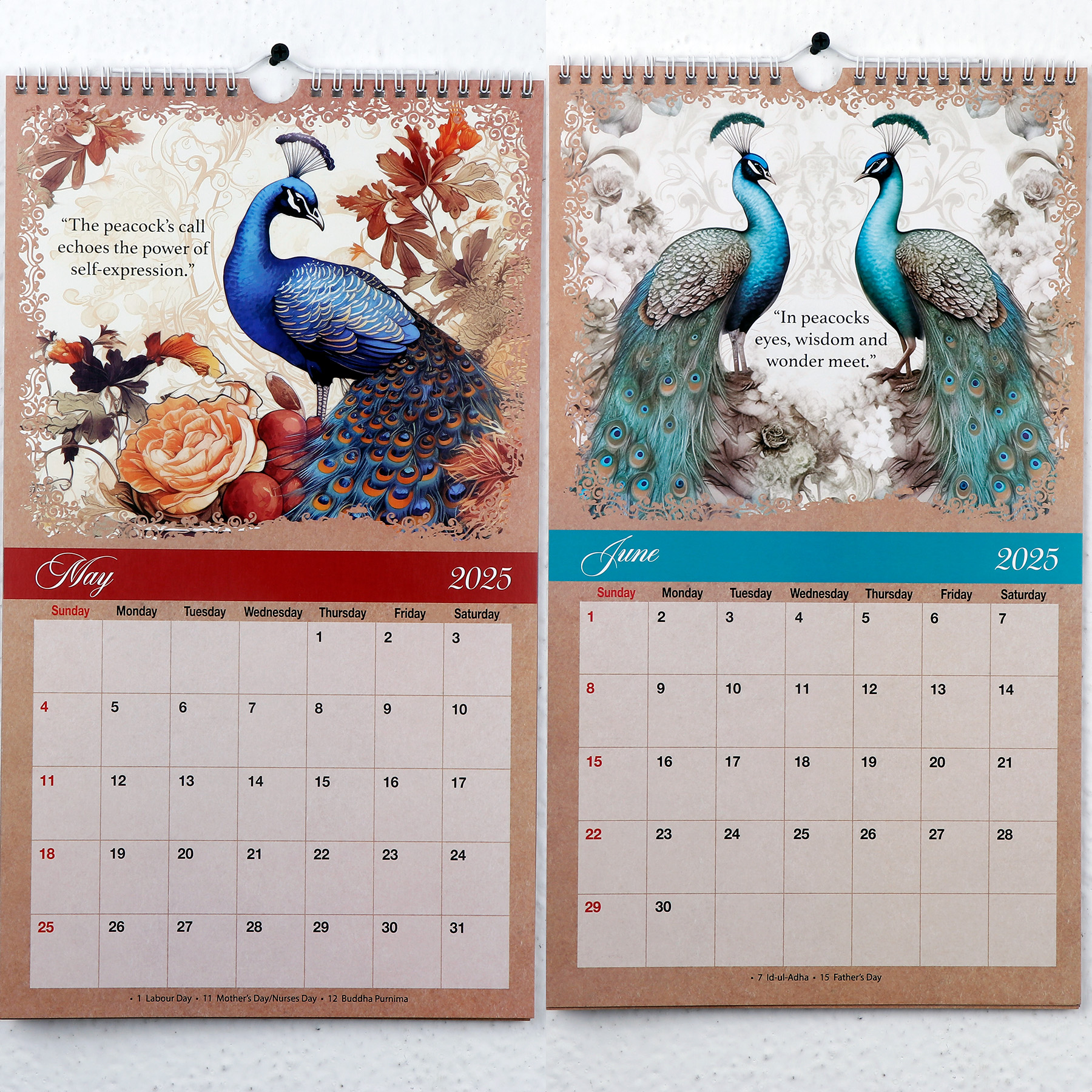 Peacock 2025 Calender Spiral Archies Online