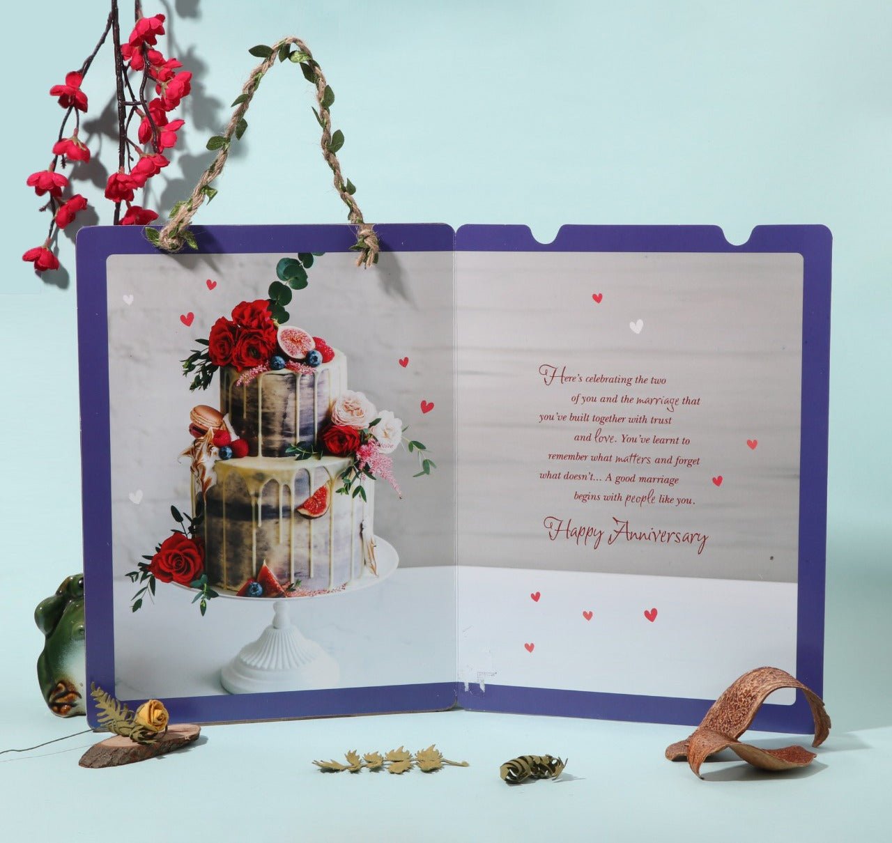 Purple Cake Anniversary Greeting Card