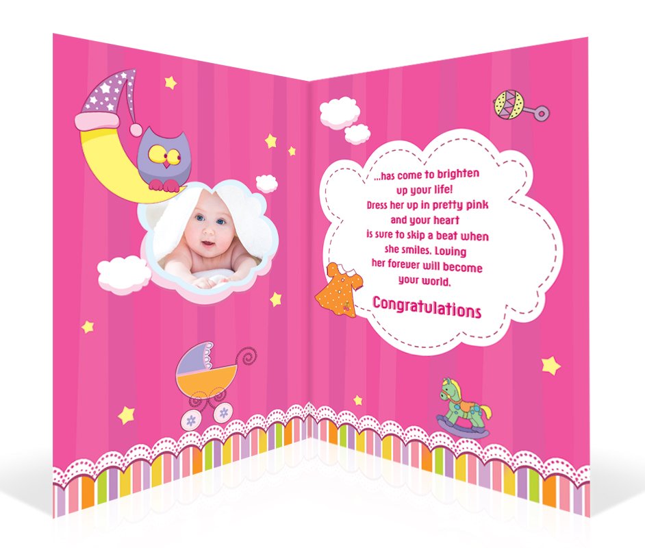 Beautiful Baby Girl Personalised Card