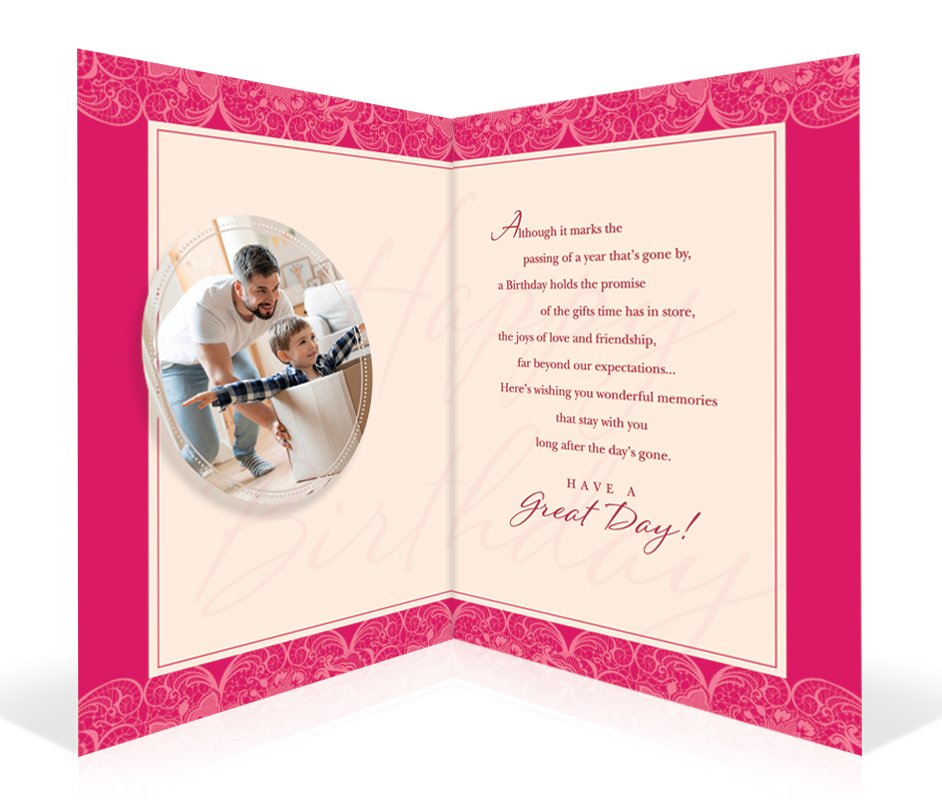 Pink Rose Design Birthday Personalised Card