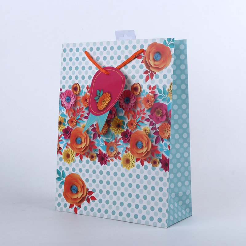 Flowers and Dots Printed Paper Bag Pack of 3