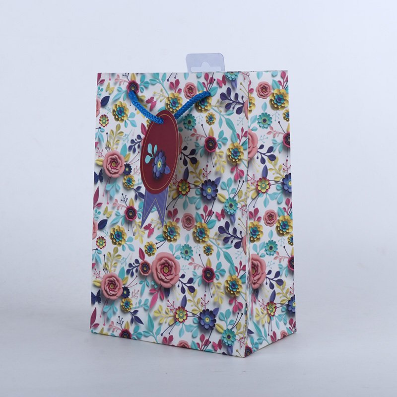 Multicolor Flowers Printed Paper Bag Pack of 4