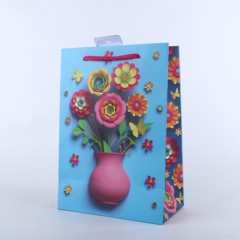 Pot and Flower Design Printed Paper Bag Pack of 2