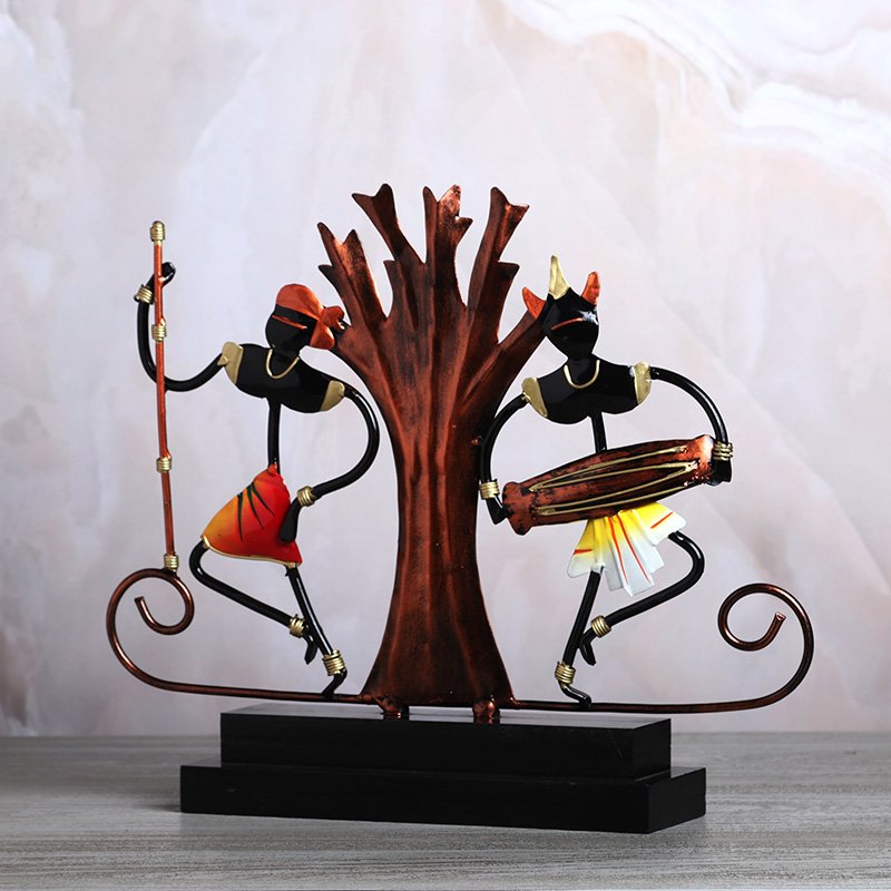 Traditional Men with Dholak And Tree Design Iron Momentoes