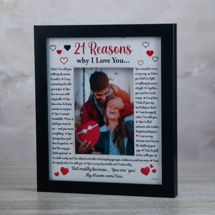 Keepsake 21 Reasons Why I Love You Wooden Quotation Photoframe