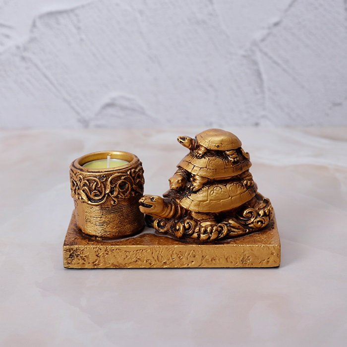 Candle Stand with Tortoise Golden