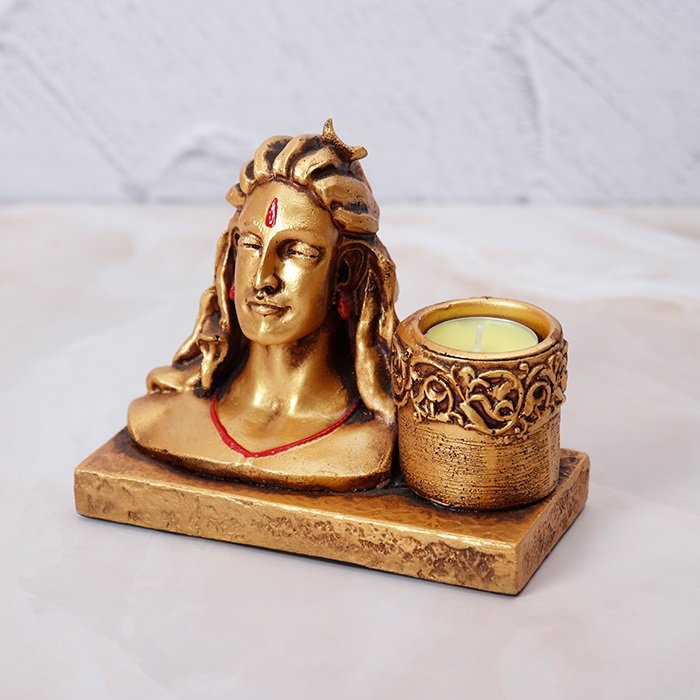 Candle Stand with Adi Yogi Shiv