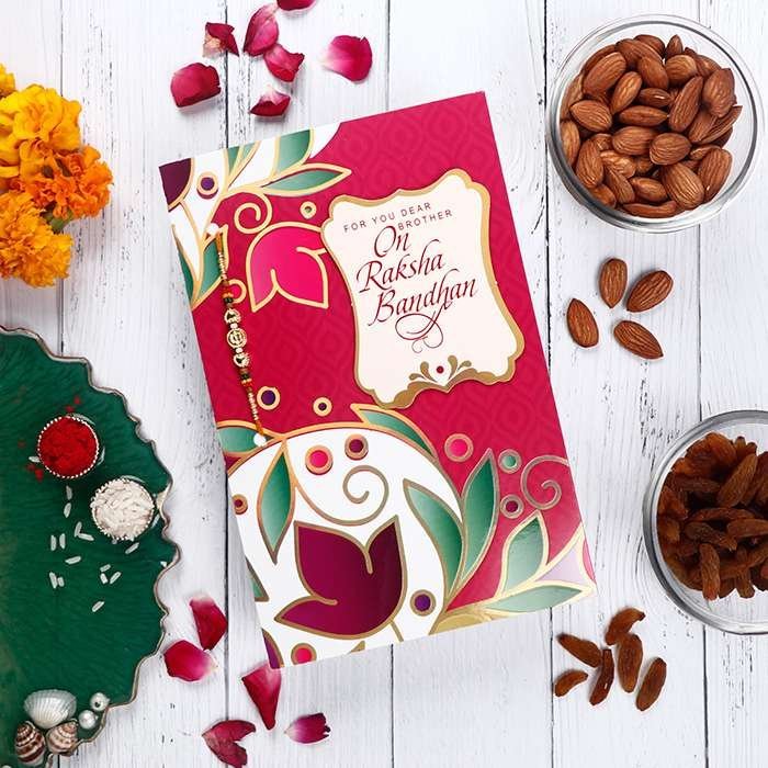 The Amazing Greeting Card With Rakhi For Your Dear Brother with The Delish Co - Bites Mini Chocolate Bar 270g