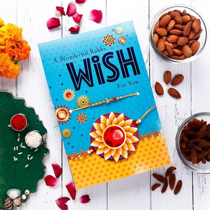 The Beautiful Greeting Card With Rakhi To Your Beloved Brother with The Delish Co - Bites Mini Chocolate Bar 270g