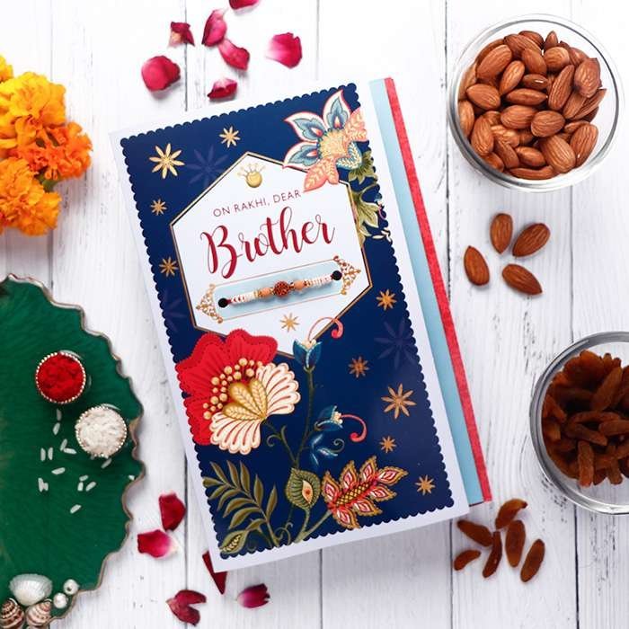 The Amazing Card With Beautiful Rakhi For Your Beloved Brother with The Delish Co - Bites Mini Chocolate Bar 270g