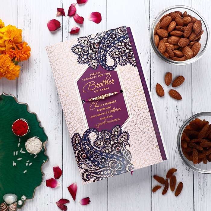 The Perfect Card With Beautiful Design Rakhi with The Delish Co - Bites Mini Chocolate Bar 270g