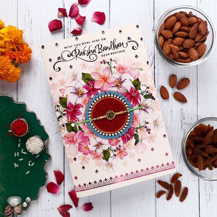 Greeting Card With Rakhi On This Special Occasion with The Delish Co - Bites Mini Chocolate Bar 90g