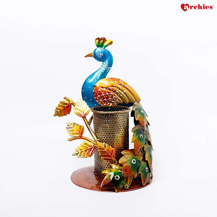 Colorful Peacock Pen Stand