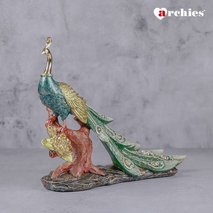 Beautifully Studded Peacock showpiece 25 cm