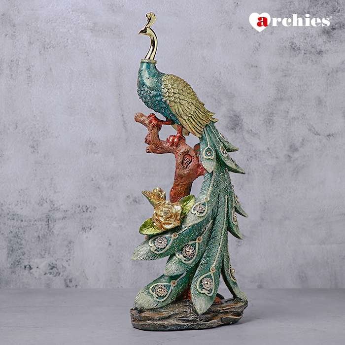 Archies Ceramic Glittering Peacock Showpiece 40 cm