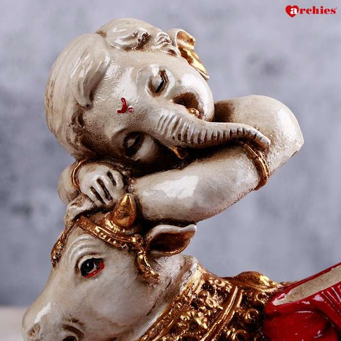 Archies Ganesha Ji With Nandi Idol Showpiece