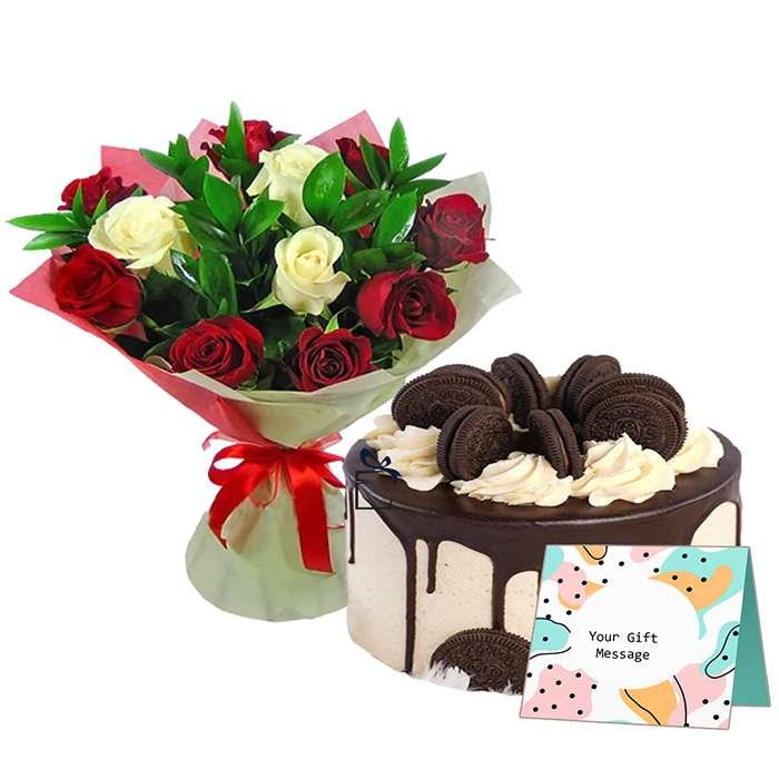 Roses bouquet with Oreo Cake