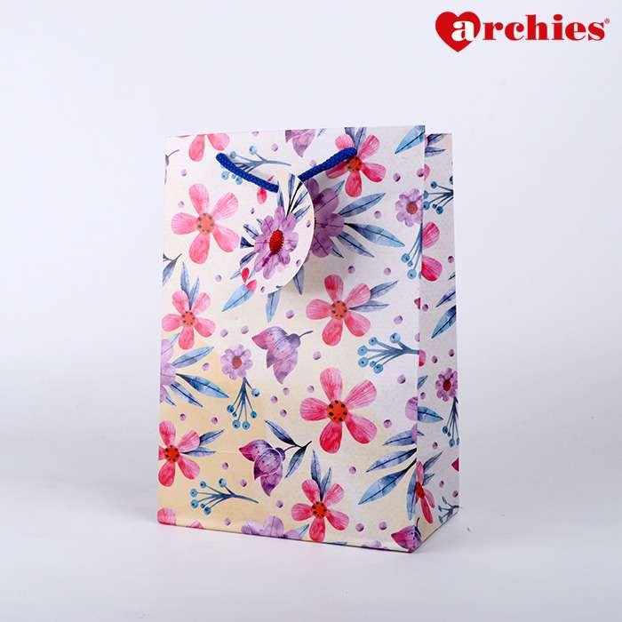 Archies Flower Printed Paper Bag Pack of 2