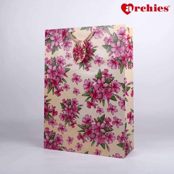 Archies Pink Flower Large Paper Bag Pack of 3