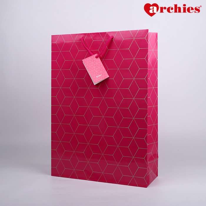 Archies Pink Large Paper Bag Pack of 3