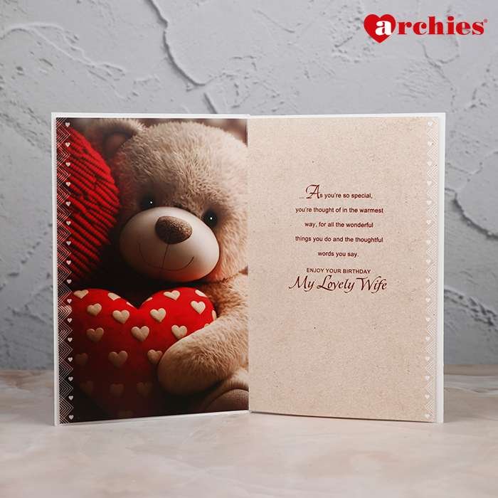 Archies Dear Wife Teddy Birthday Greeting Card