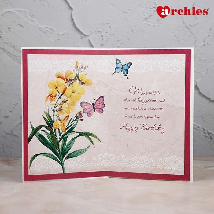 Archies Greetings On Your Birthday Yellow Floral Design Greeting Card