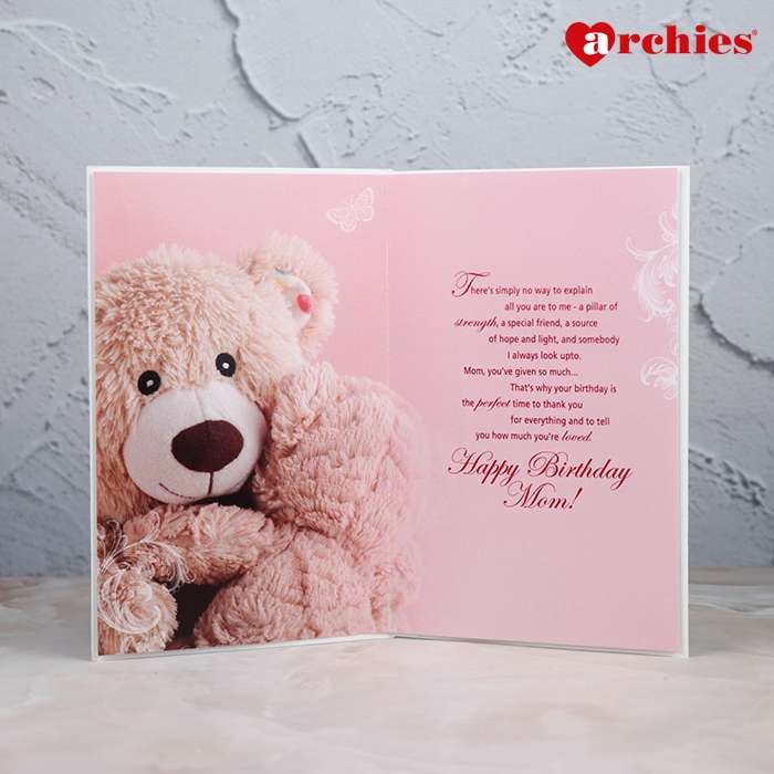 Archies Birthday Wishes For A Wonderful Mom Teddy Design Greeting Card