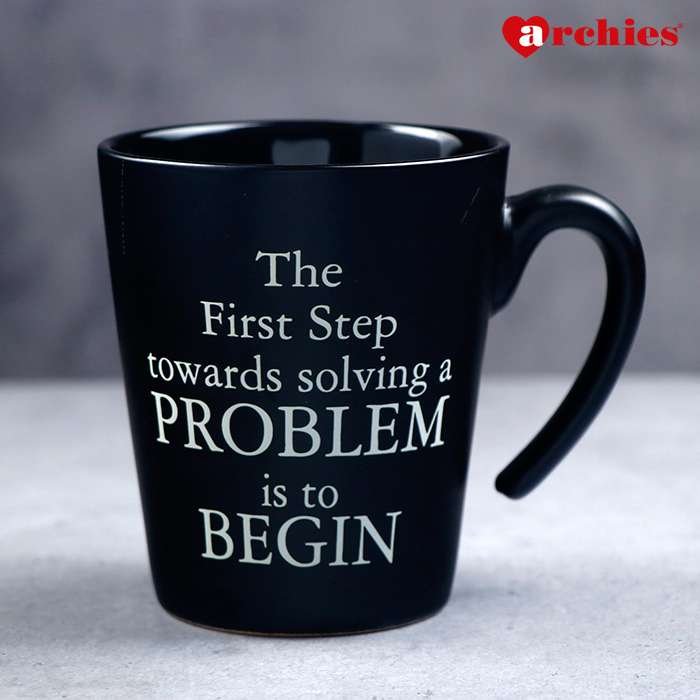 Archies The First Step Towards Solving A Problem Is To Begin Mug