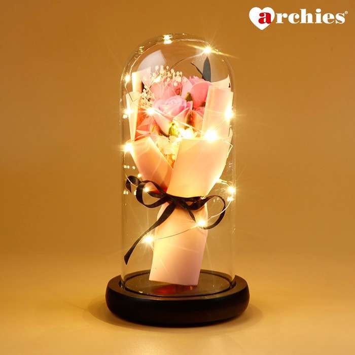 Archies Pink Rose Bouquet Light Up Showpiece