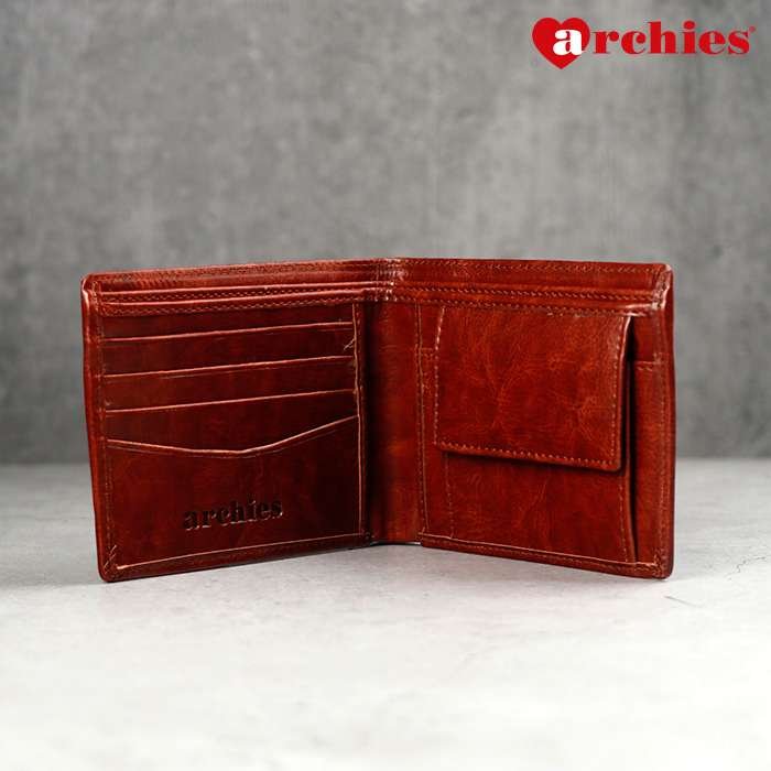 Archies Brown Wallet And Card Holder Gift Set